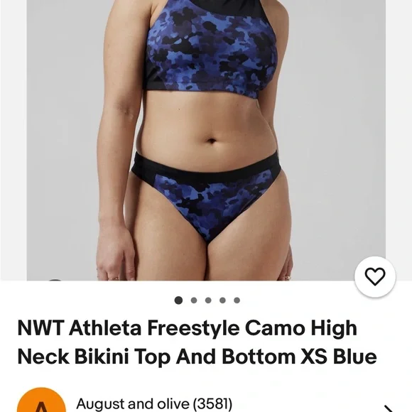 Athleta Freestyle Blue and Black Cloud Camo Dress Blue Bikini Set - 3 pcs Size M - Picture 12 of 16